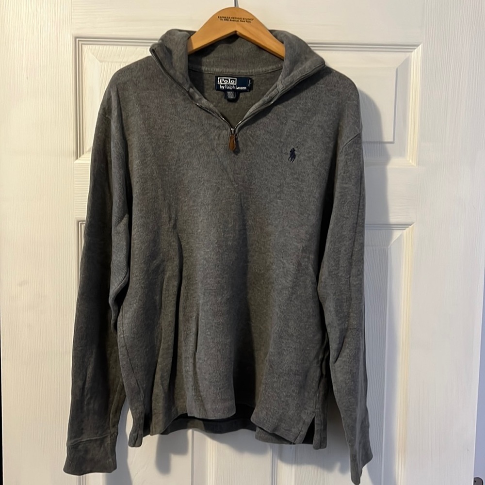 Grey Men's Estate-Rib Cotton Quarter-Zip Pullover